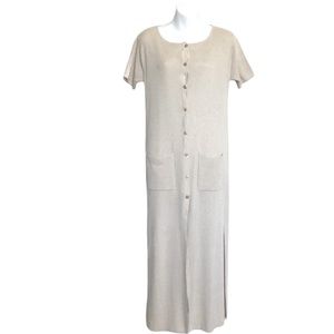 NAN Alexander San Francisco Vintage Linen Blend Front Button Knit Long Cardigan